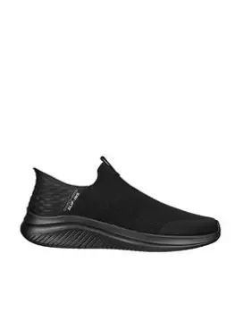 Skechers Ultra Flex Slip-ins Stretch Knit Sneaker Air-cooled Memory Foam Trainer - Black, Size 10, Men