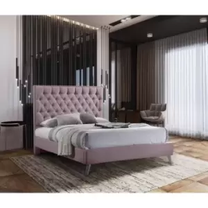 Casana Contemporary Bed Frame - Plush Velvet, King Size Frame, Pink - Pink