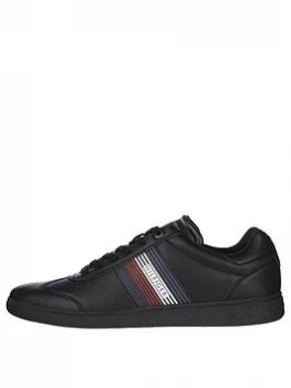 Tommy Hilfiger Core Corporate Leather Cupsole Trainers - Black, Size 42, Men