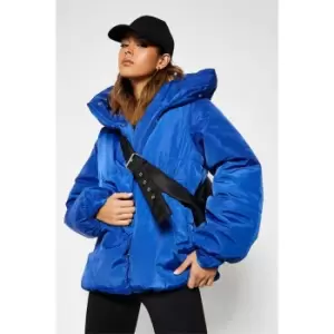 I Saw It First Funnel Neck Oversized Padded Jacket - Blue