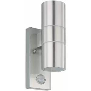 Loops - IP44 Outdoor Wall Light & pir Motion Sensor Stainless Steel 2 x 3W GU10 Bulb