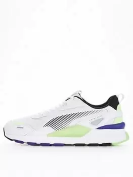 Puma RS 3.0 Synth Pop Trainers - Black, White/Green, Size 12, Men