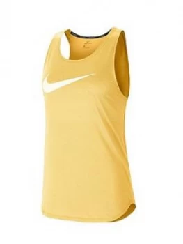 Nike Running Swoosh Tank Top - Topaz Gold , Topaz Gold, Size XS, Women