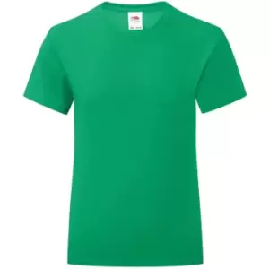 Fruit Of The Loom Girls Iconic T-Shirt (12-13 Years) (Kelly Green)