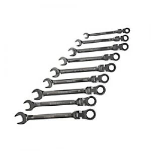 Faithfull FAISPARAT9S Flexi Head Ratchet Spanner Set Chrome vanadium steel Chrome Plated 8 - 19mm Pack of 9