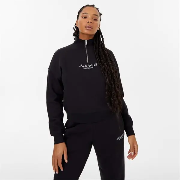 Jack Wills Honeylane Half Zip Sweatshirt - Black 4