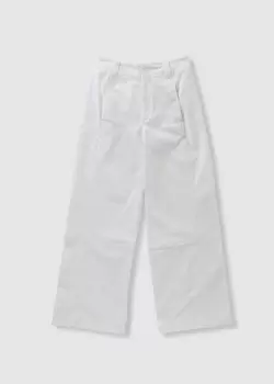 Lacoste Womens Gabardine Wide Leg Trousers In Flour