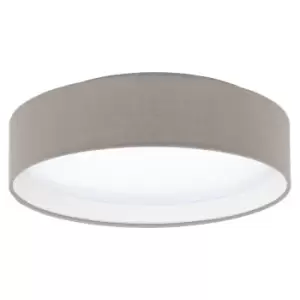 Flush Ceiling Light Colour White Shade Taupe Fabric Bulb LED 11W Included