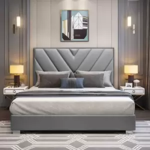 Deana Bed Double Plush Velvet Grey