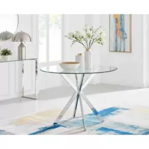 Furniture Box Venice Chrome Round Glass Dining Table