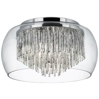 Searchlight Curva - 4 Light Flush Ceiling Light Chrome and Glass, G9