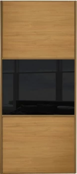 Wickes Sliding Wardrobe Door Wideline Oak Panel and Black Glass - 2220 x 610mm