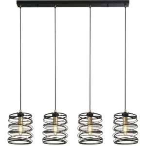 Searchlight Spring 4 Light Bar Pendant, Black And Gold