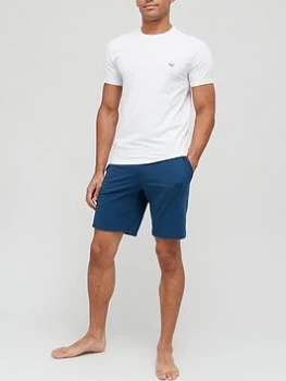 Emporio Armani Bodywear Endurance Lounge T-Shirt And Short Set - Blue/White , Blue/White, Size S, Men