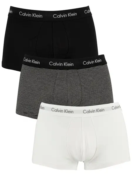 Calvin Klein 3 Pack Low Rise Trunks White/Stripe/Black S