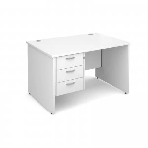 Maestro 25 PL Straight Desk With 3 Drawer Pedestal 1200mm - White pane