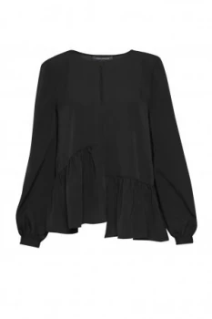 French Connection Lisette Lightweight Crepe Top Black