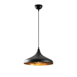 Model 23 Deco Black Dome Pendant Lamp Golden Interior