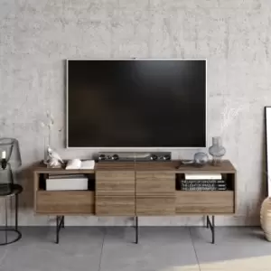 Decorotika Derin 180 Cm TV Unit ,TV Stand With Two Cabinets ,TV Cabinet With Metal Legs, TV Console With Open Shelves And Extended Doors Up To 71