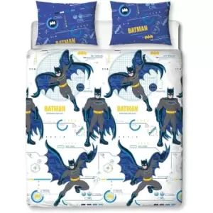 Batman Reversible Tech Duvet Cover Set (Single) (White/Deep Blue)