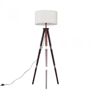 Willow Dark Wood Tripod Floor Lamp with XL Mink Reni Shade