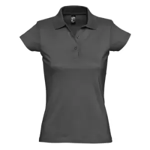 SOLS Womens/Ladies Prescott Short Sleeve Jersey Polo Shirt (M) (Dark Grey)