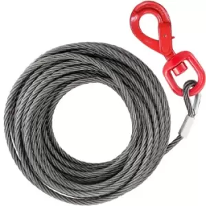 VEVOR Galvanized Steel Winch Cable, 3/8" x 100' - Wire Rope with Hook, 8800 Lbs Breaking Strength - Towing Cable Heavy Duty, 6x19 Strand Core - for Ro