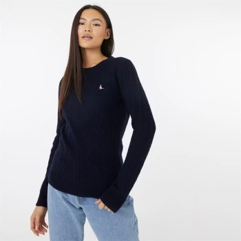 Jack Wills Tinsbury Merino Wool Cable Knitted Jumper - Navy