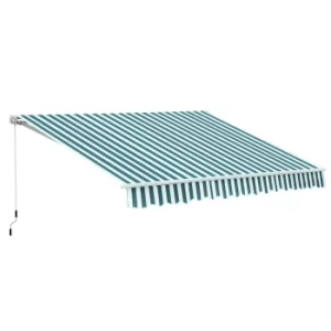 Outsunny Manual Retractable Awning, size (3m x 2.5m)-Green/White Stripes