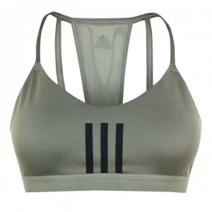 adidas Womens All Me 3-Stripes Mesh Sports Bra - LegacyGreen/Blk