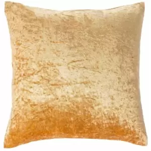 HOMESCAPES Mustard Gold Luxury Crushed Velvet Cushion Cover, 45 x 45cm - Yellow