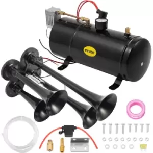 New Quad 4 Train Air Horn Kit Semi Truck Boat w/ 150 PSI Compressor 12V 3 Liters