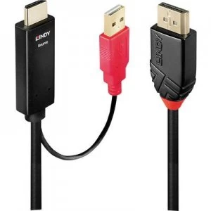 LINDY S-Video Cable 2m 41426 gold plated connectors Black/red [1x HDMI plug, USB - 1x DisplayPort plug]