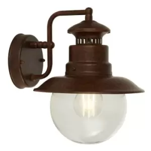 Searchlight Lighting - Searchlight Station 1 Light Outdoor Wall Porch Light - Rustic Brown With Clear Glass