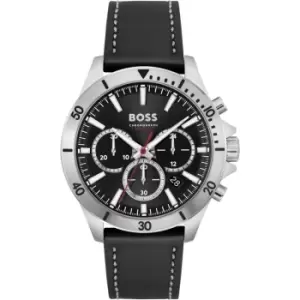 Gents BOSS Troper Black Leather Strap Watch