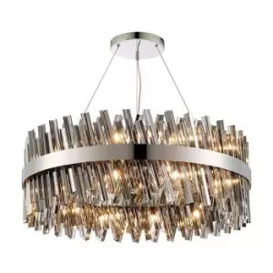 Luminosa Kalih 24 Light G9, Ceiling Pendant Round, Polished Nickel, Smoke Item Weight: 23.13kg