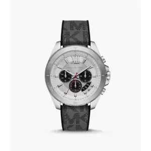 Michael Kors Mens Brecken Chronograph Black Silicone With Gray Pvc Inlay Watch - Black / Gray