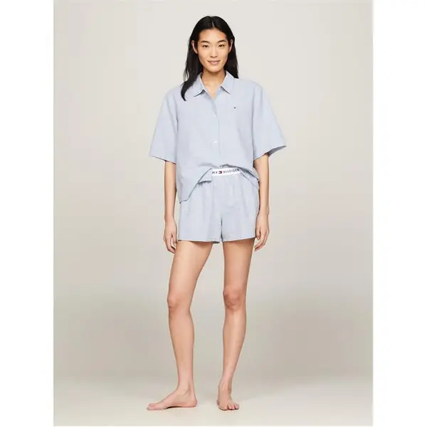 Tommy Hilfiger THB Linen Pjset Ld43 Short Sleeve Pyjama Sets 8 (XS) Blue 42931918310