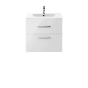 Nuie Athena 600 Wall Hung 2-drawer Vanity & Minimalist Basin - Gloss Grey Mist