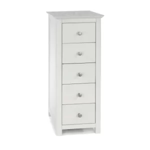 Stirling White 5 Drawer Narrow Chest, white