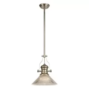 Luminosa Lighting - Telescopic Dome Ceiling Pendant E27 With 30cm Cone Glass Shade, Polished Nickel, Clear