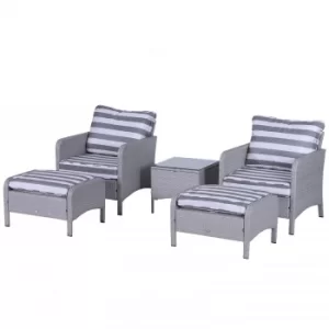 Outsunny 5 Piece PE Rattan Outdoor Garden Furniture Set Light Grey