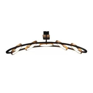 Geneseo Linear Ceiling Lamp, 5 Ring, 36W LED, 3200K, 2200lm, Satin Black, Gold