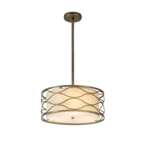 Milton Ceiling Pendant, Convertible To Semi Flush 5 Light E14 Aged Gold, Cream Fabric Shade