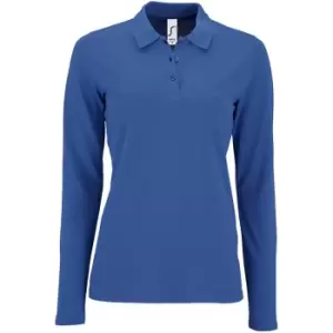 SOLS Womens/Ladies Perfect Long Sleeve Pique Polo Shirt (3XL) (Royal Blue)