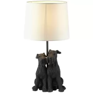 Endon Westie Base & Shade Table Lamp Matt Black & Natural Linen