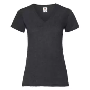 Fruit Of The Loom Ladies Lady-Fit Valueweight V-Neck Short Sleeve T-Shirt (L) (Dark Heather)