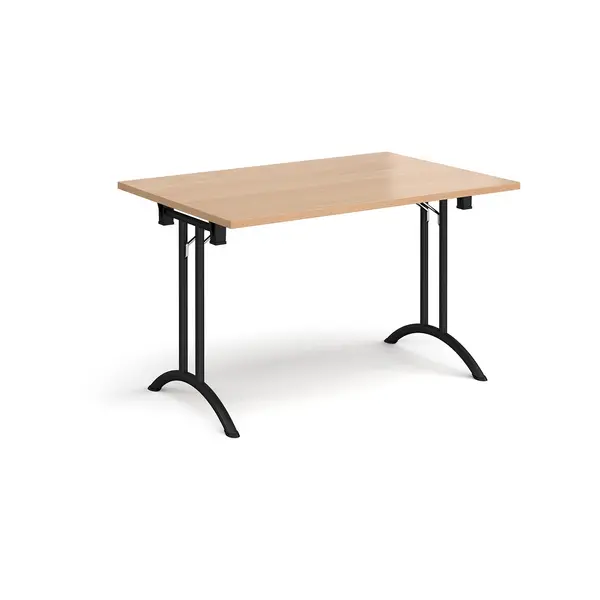 Rectangular Folding Meeting Table with Black Curved Legs - 1200mm - Beech