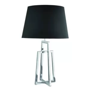 York 1 Light Table Lamp Chrome with Black Fabric Shade, E27