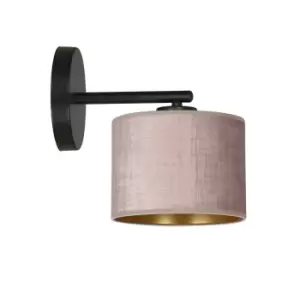 Emibig Hilde Black Wall Lamp with Shade with Pink Fabric Shades, 1x E27